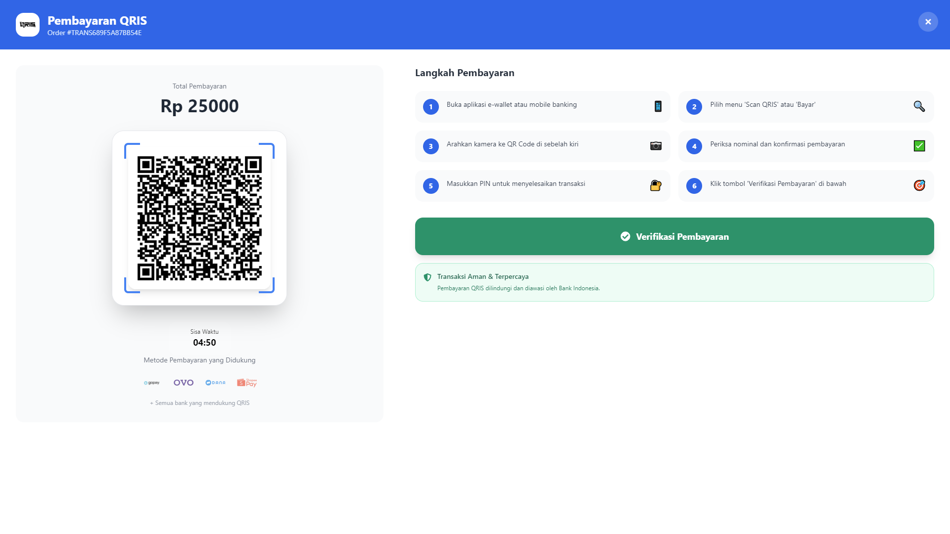 Dashboard pembayaran photobooth dengan berbagai payment gateway